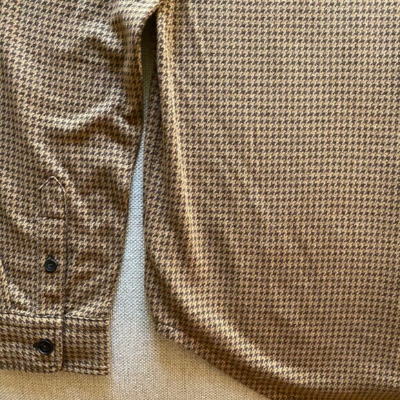Ralph Lauren Vintage Men's Brown Two Pocket Houndstooth Long Sleeve Shirt Medium - Picture 15 of 15